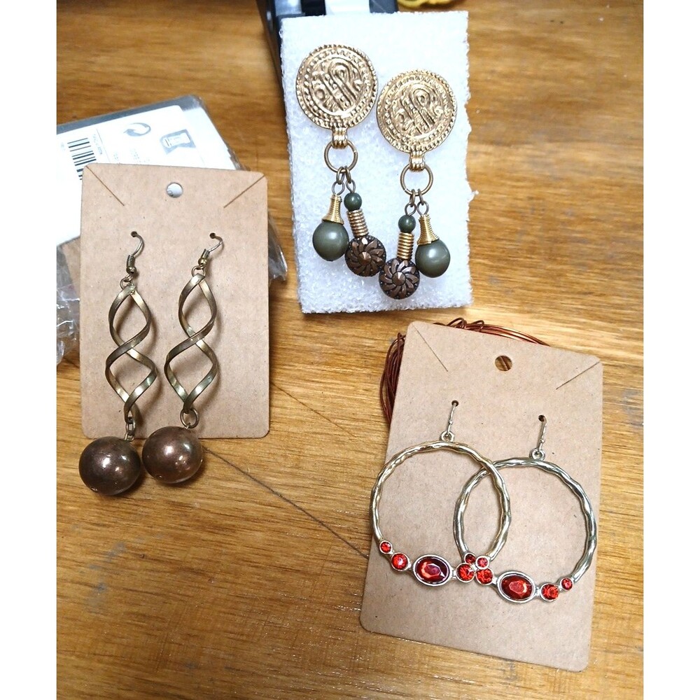 3 Pairs Of Fashion Earrings Dangles Drops Retro Egyptian Rhinestone